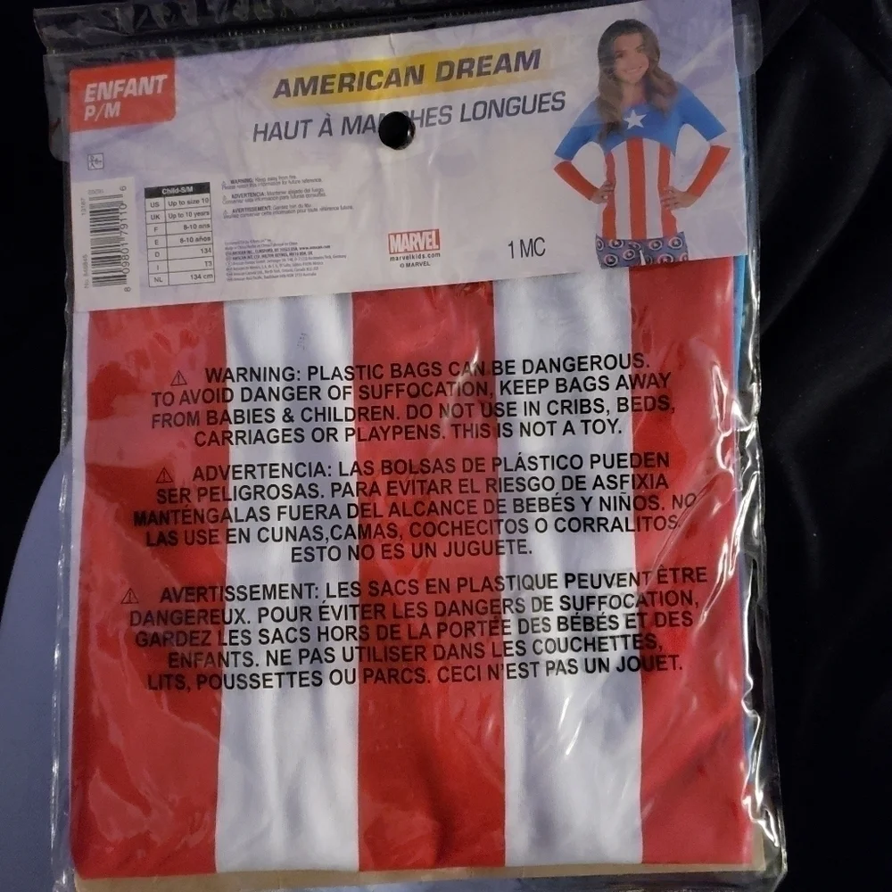 NWT Marvel Girl American Dream Captain America Long Sleeve Top Halloween Costume - Picture 4 of 4